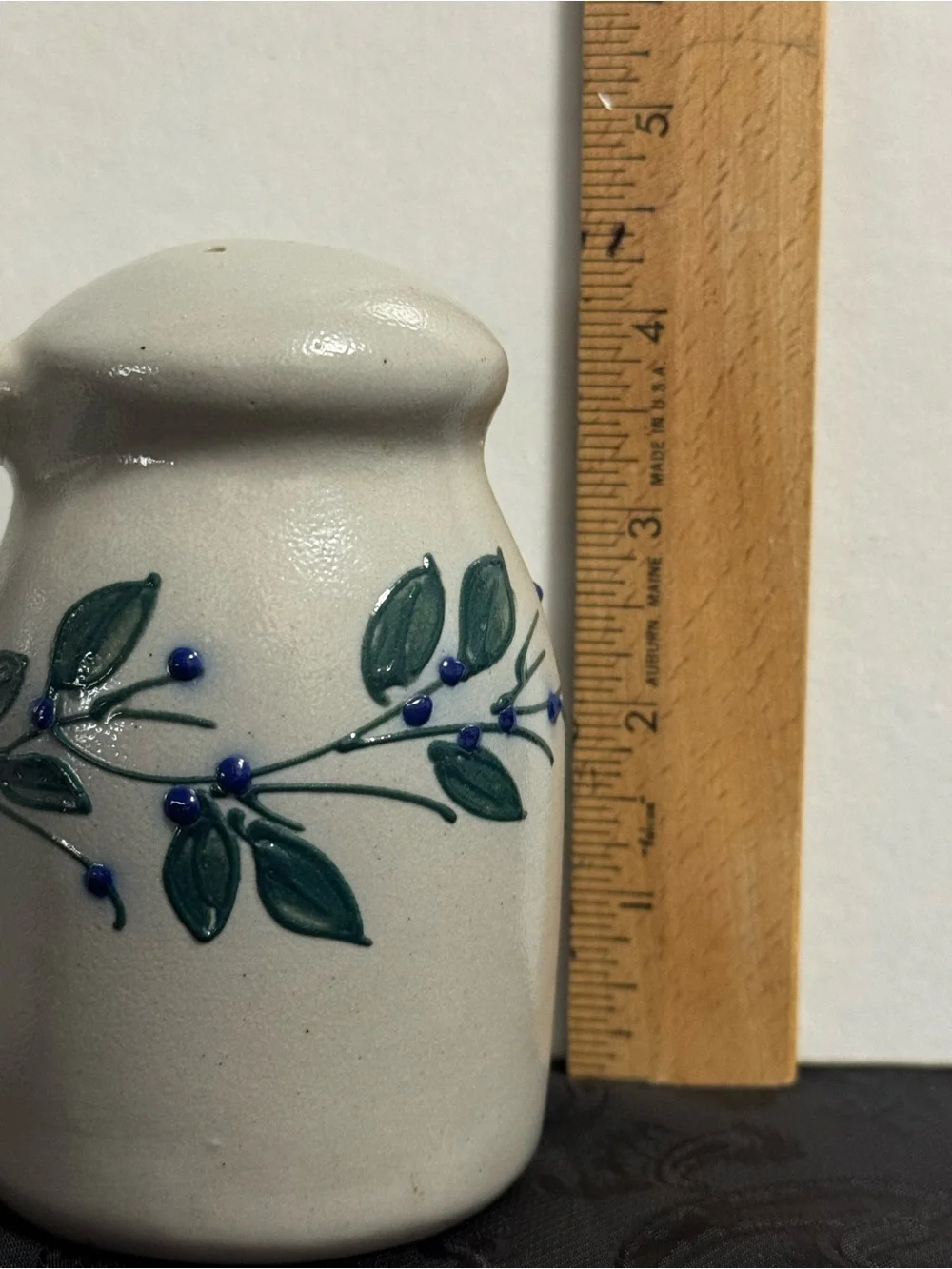 Salmon Falls Stoneware set of Salt & Pepper Shakers ~ Blueberry/Green Vine